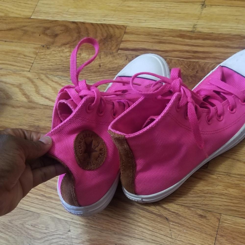 Women's Pink and Brown Suede Hi Top Convertible - Picture 2 of 11